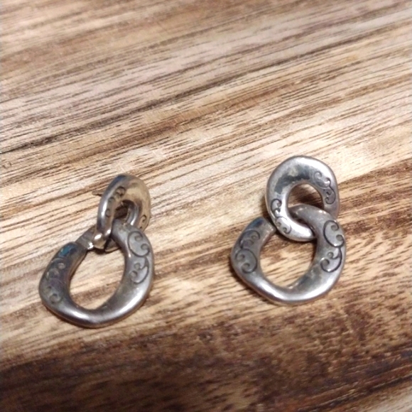 ❤️ Brighton Double Round Linx Silver plated Earrings, Retired - Picture 2 of 3